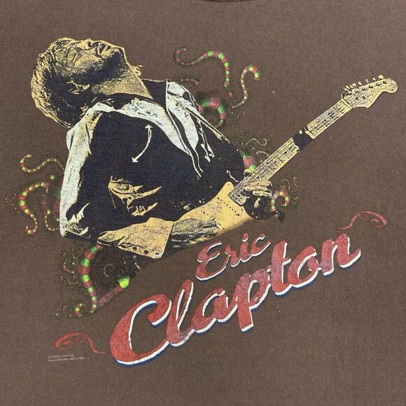 VTG Eric Clapton 2004 Men’s T Shirt Brown Short Sleeve Shirt Size Large - Picture 2 of 6
